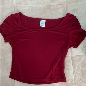Plain Wine Red Cropped Top